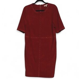 Spense Faux Suede Studded Dress in Rust Orange